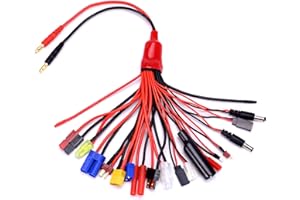 Readytosky 19 in 1 Lipo Battery Charger Adapter Convert Cable Banana Plug to JST/T-Plug/XT60/EC3/EC5/HXT 4mm for RC Car Drone