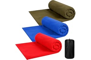 Mixweer 3 Pcs Fleece Sleeping Bag Liner for Adult Warm or Cold Weather 75" Adds 12 Degrees Fahrenheit More Warmth Zippered Camping Blanket Liner with Bag for Adult Travel
