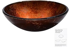 Aquaterior Tempered Glass Bathroom Vessel Sink Artistic Round Vanity Bowl Basin Spa Arts & Crafts
