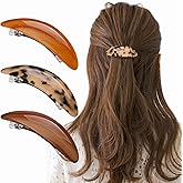 Hair Barrettes for Women Tortoise Shell Hair Clips Classic Snap Retro Hair Pin Vintage French Barrette for Long Thick Hair (3Pcs)