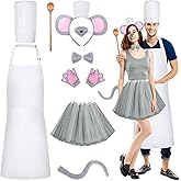 Jamntower 9 Pcs Hallowen Mouse Chef Couple Costume Accessories Ears Headband Tail Tutu Skirt Chef Hat Apron Spoon
