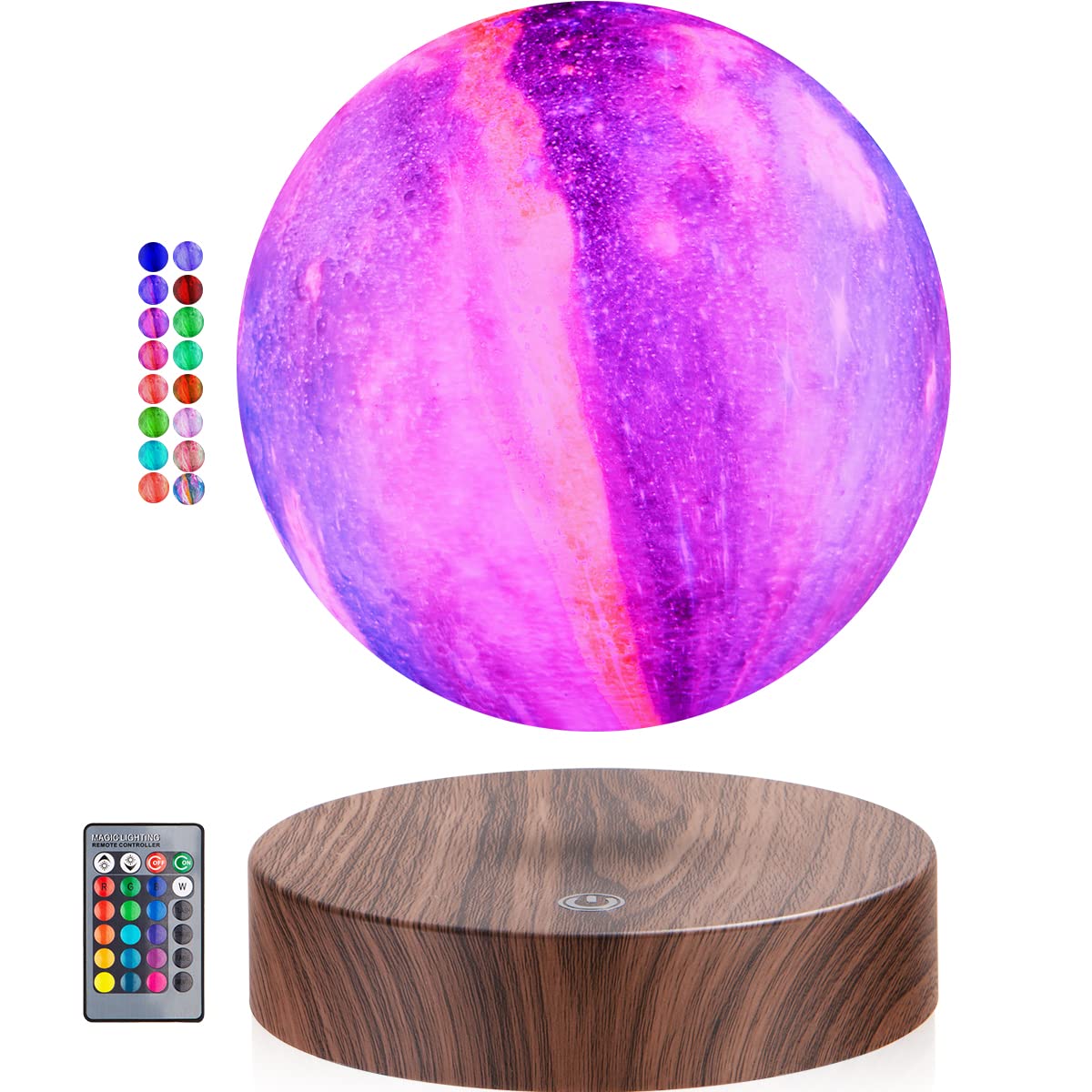 DIDWI Floating Moon Lamp, Magnetic Levitation Spinning 3D Printing Moon Light Levitating Galaxy Lamps Globe with 16 Colors Modes LED Moon Night Lights, Room Decor, Creative Gift for Kids Friends