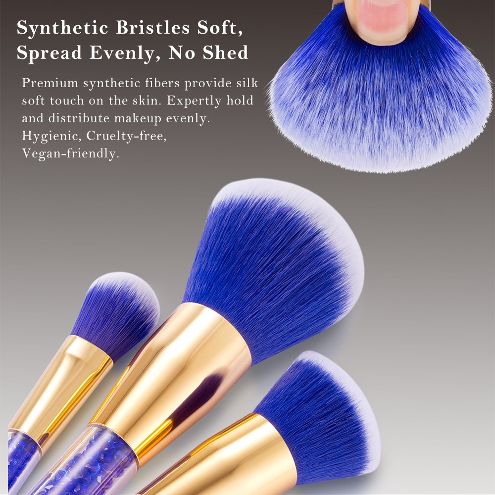 Face Makeup Brushes Sparkling Blue 6Piece Makeup Brush Set aooty