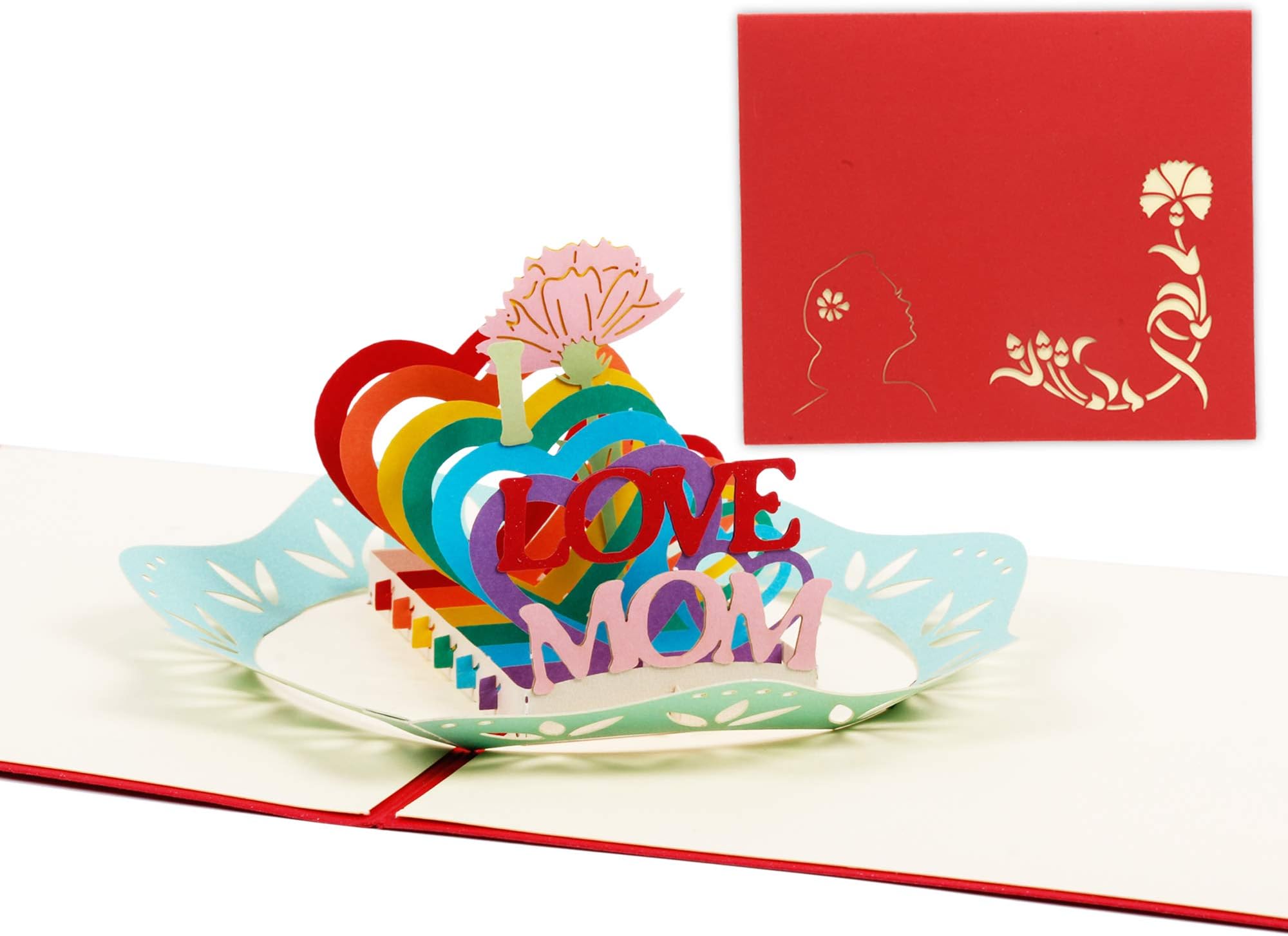 Pop Up Card,3D Greeting Mother's Day Card,Carnation Thank You Card for Moms,Husband,Greeting Bouquet Birthday Anniversaries Gifts (Envelope Includes)
