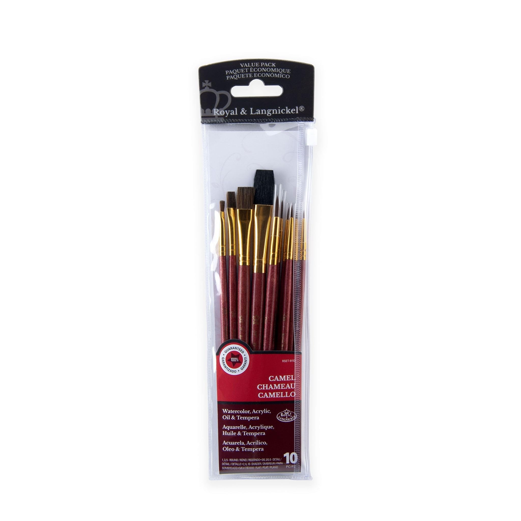 Royal and Langnickel Sable and Camel Variety Brush Set (Pack of 10)
