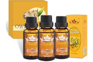 Ownest 3 Pack Ginger Massage Oil,100% Pure Natural Lymphatic Drainage Ginger Oil,SPA Massage Oils,Repelling Cold and Relaxing Active Oil-30ml