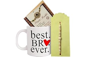 TIED RIBBONS Rakhi for Brother with Gift Set | Bhai Rakhi | Coffee Mug (10 Oz) | Mini Card - Raksha bandhan Rakhi Bracelet for Brother Rakhi for Bhaiya | Bro Rakhi Thread | Rakhi Set