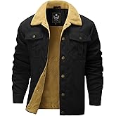 Flygo Men's Winter Jackets Sherpa Lined Fleece Trucker Jacket Thick Warm Lapel Work Cargo Coat Outerwear