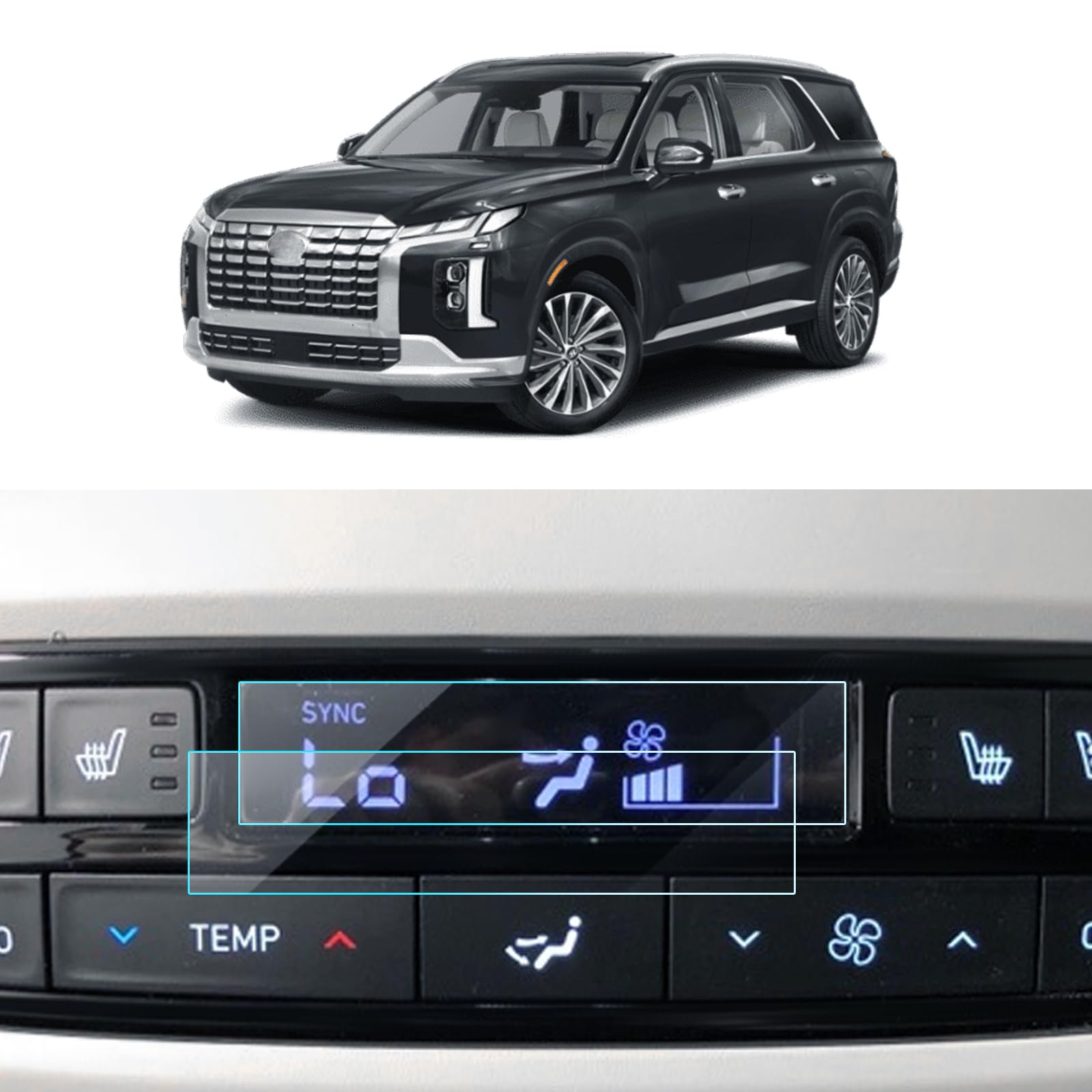 Photo 1 of LANTU 2PCS Car Screen Protector for Hyundai Palisade 2024 2025 2023 2022 2021 2020 Accessories Rear-seat Air Conditioning Nano Touchscreen Protector Film HD Clear Bubble Free