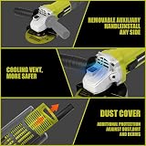 DEWINNER Angle Grinder 850W Corded 115mm with 6 Discs Side Handle view 5