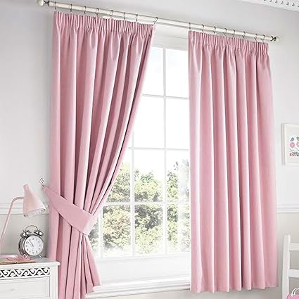Darwin Blackout Pencil Pleat Curtains Pink 66x72 Inches Amazon