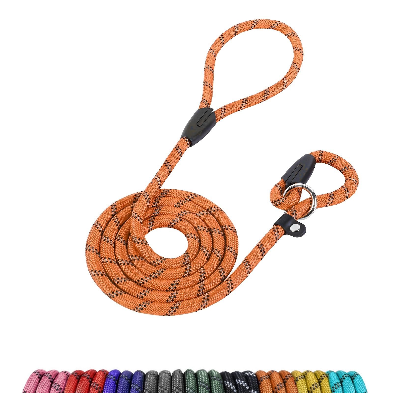 Loutep Slip Lead For Dogs-1.8m Long Rope Dog Leash With Reflective Stitching Slip On Easily With No Collar Or Harness Needed Anti-Choke Dog Slip Lead Ideal For Small Puppy Large & Medium Dogs Training