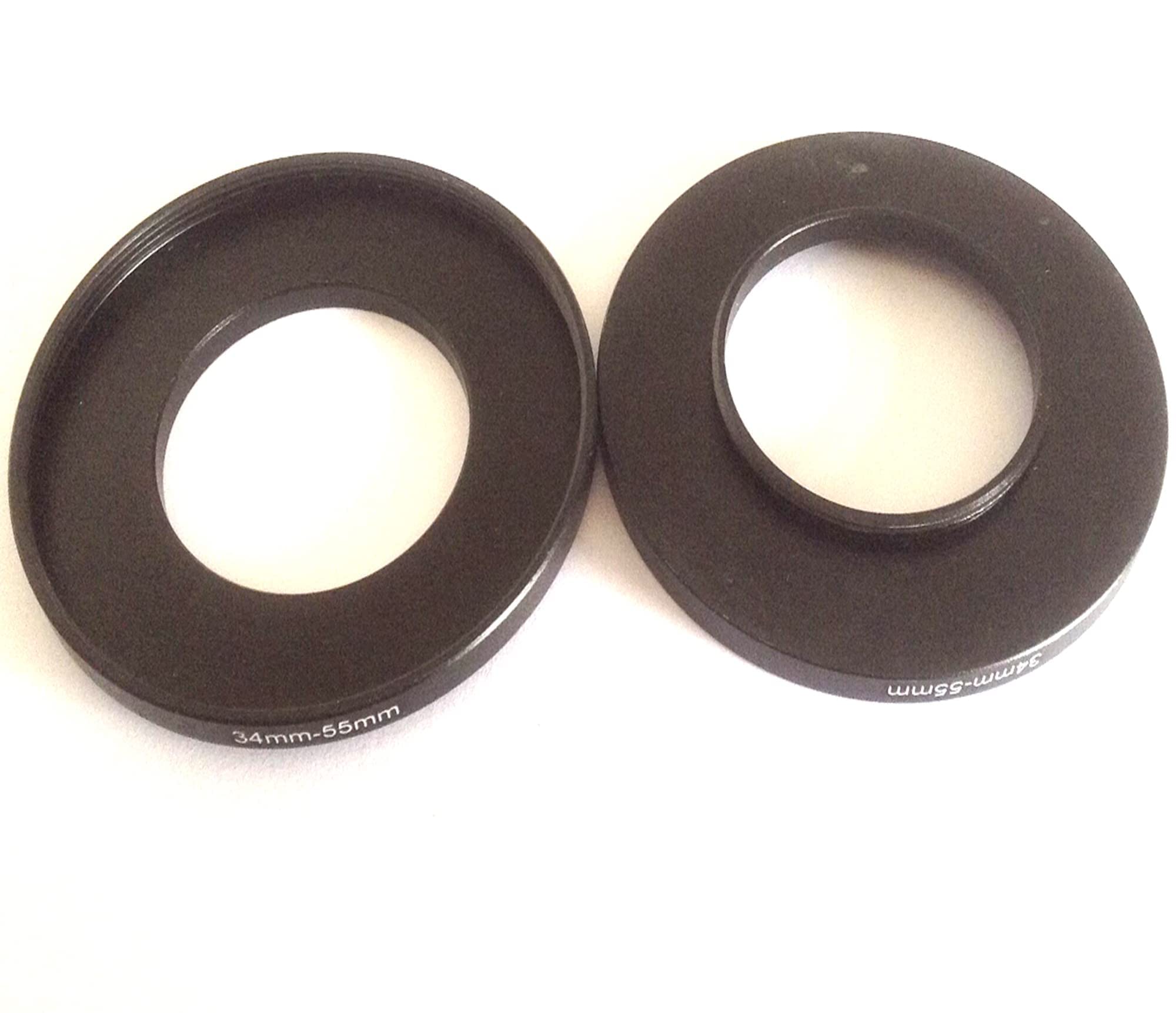 2x Adapter 34mm To 55mm Size Step Up Rings Video Digital Camera Lens Connector Switch 34-55mm Filter Aperture Photo Picture Adjust Connect-ed 34-55 Photograph-y Parts Screws Accessories