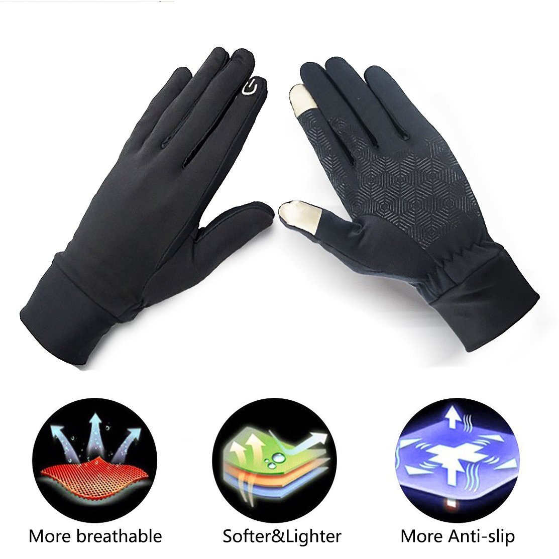 Touch Screen Gloves, Thick Warmest Running Sports Gloves Suitable for Smartphones and Touchscreen Devices,Outdoors, Cycling, Running, Texting Fits Men and Women