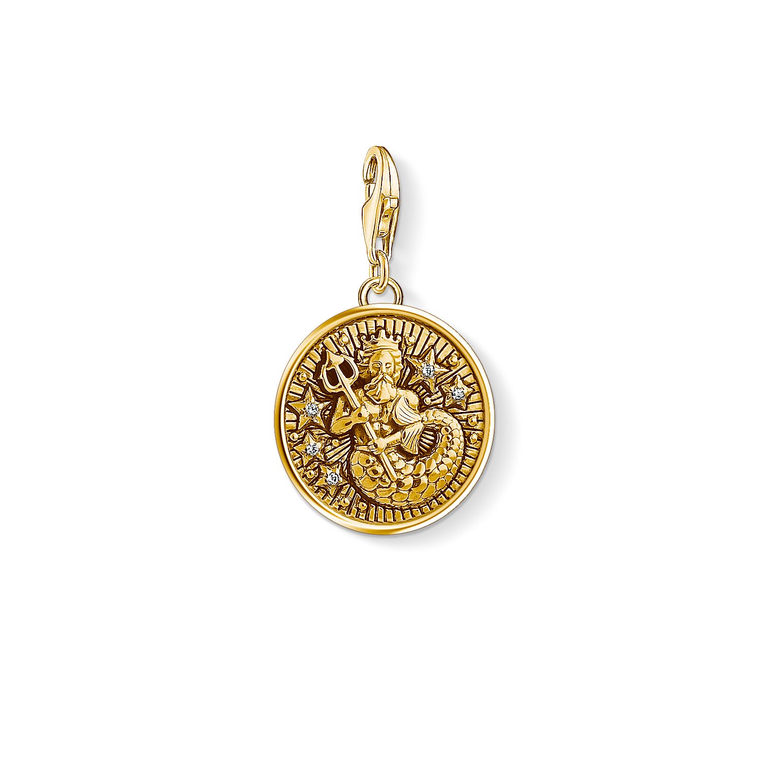 Thomas Sabo Men Women Charm Pendant Zodiac Sign Aquarius Charm Club 925 Sterling silver 18k yellow gold plating 1650-414-39
