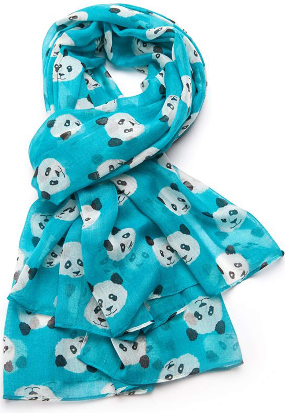 GlamLondon Panda Print Scarf Large Size Fashionable Cute Pandas Animal Printed Women Wrap (Turquoise Green)