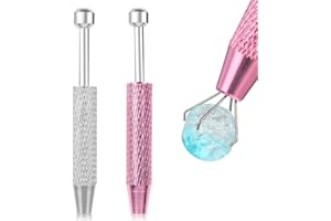 cobee 2 Pcs Piercing Ball Grabber Tool, Piercing Changing Tools 4-Claw Pick Up Piercing Ball Holder, Gem Tweezers Piercing Jewelry for Jewelry Craft Small Parts Pickup(Silver+Pink)