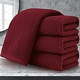 VOOVA & MOVAS Hand Towels for Bathroom Set of 4, Large 18" x 28" - 100% Cotton | Lightweight | Thick | Quick Dry | Soft | Absorbent, Bath Hand Towels for Showering, Bathroom Essentials, Burgundy Red