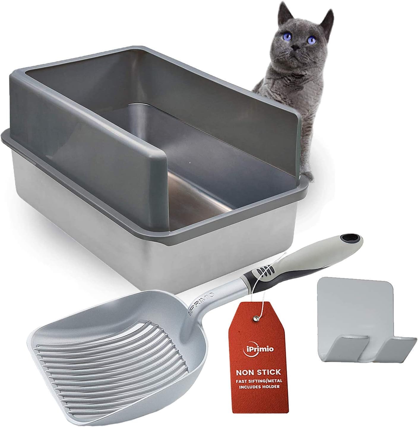Comfy Grip Stainless Steel Cat XL Litter Box and Cat Litter Scooper