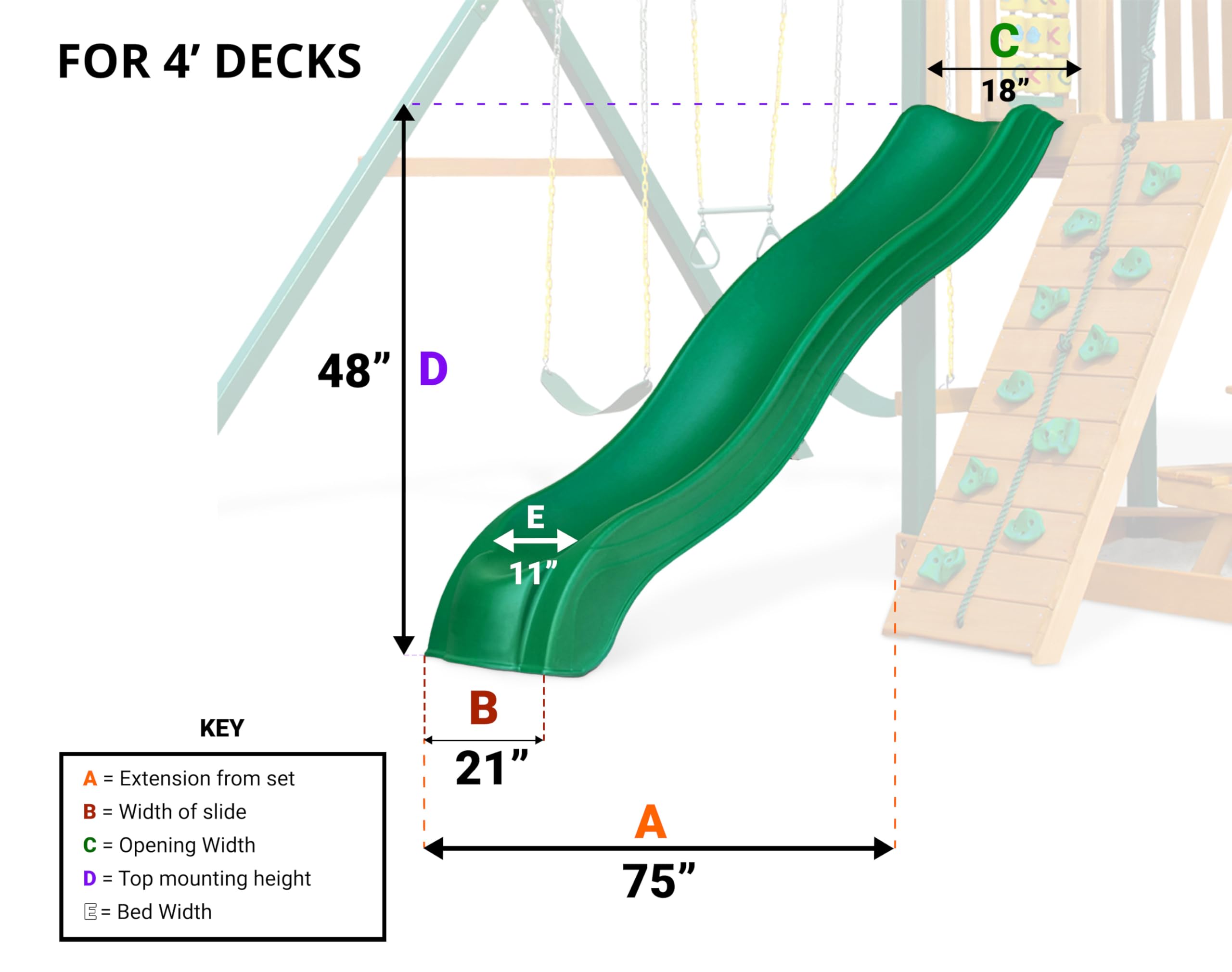 Swing-N-Slide WS 8202 Apex Wave 8 Foot Long Slide Plastic Outdoor Wave Slide for 4' Swing Set Decks, Blue