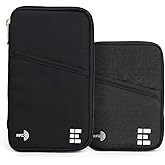 Zero Grid RFID Passport Holder Pack of 2 (Midnight Black), Single + Family Travel Wallets and Document Organizer with RFID-blocking, Zippered Closure & Water-Resistant Nylon