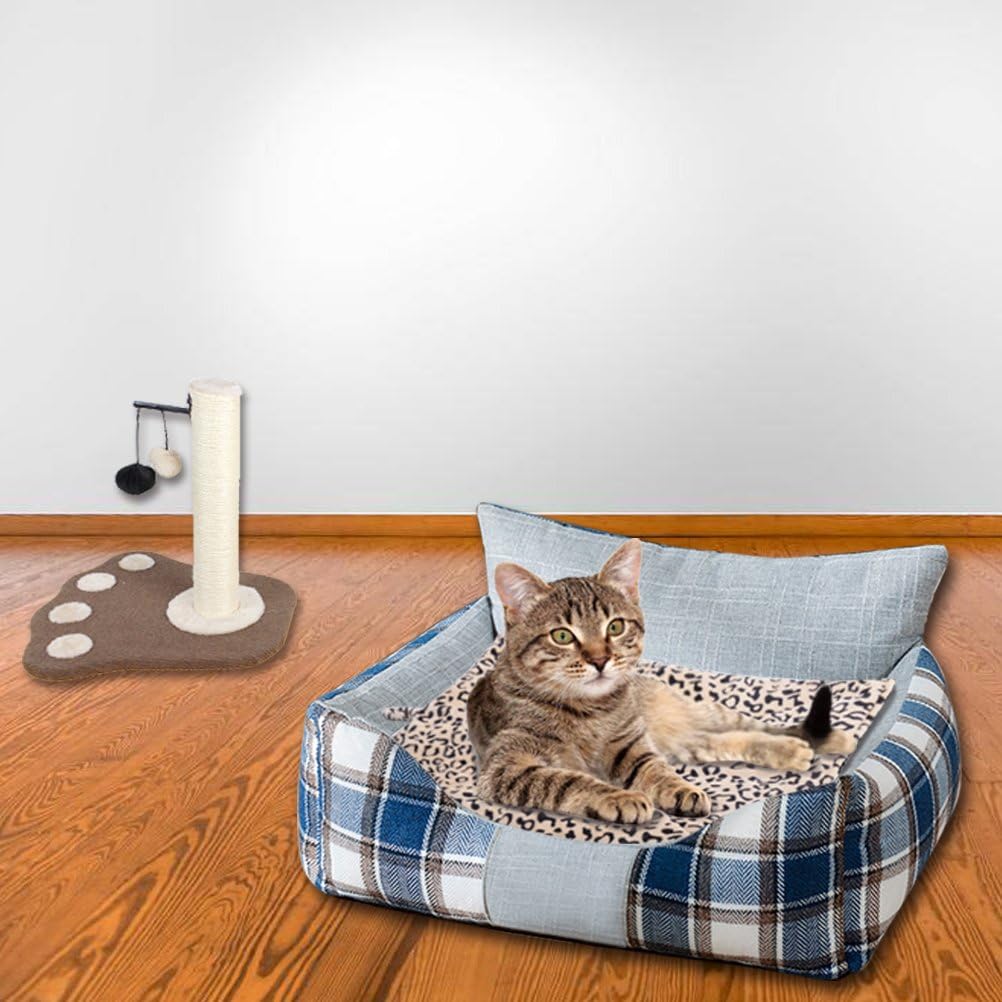 EXPAWLORER Self Heating Cat Pad for Pet, Warming Pet Bed Mat Safety Cat Pad with Leopard Print Great for Puppies and Cats in Cold Weather, Beige : Pet Supplies