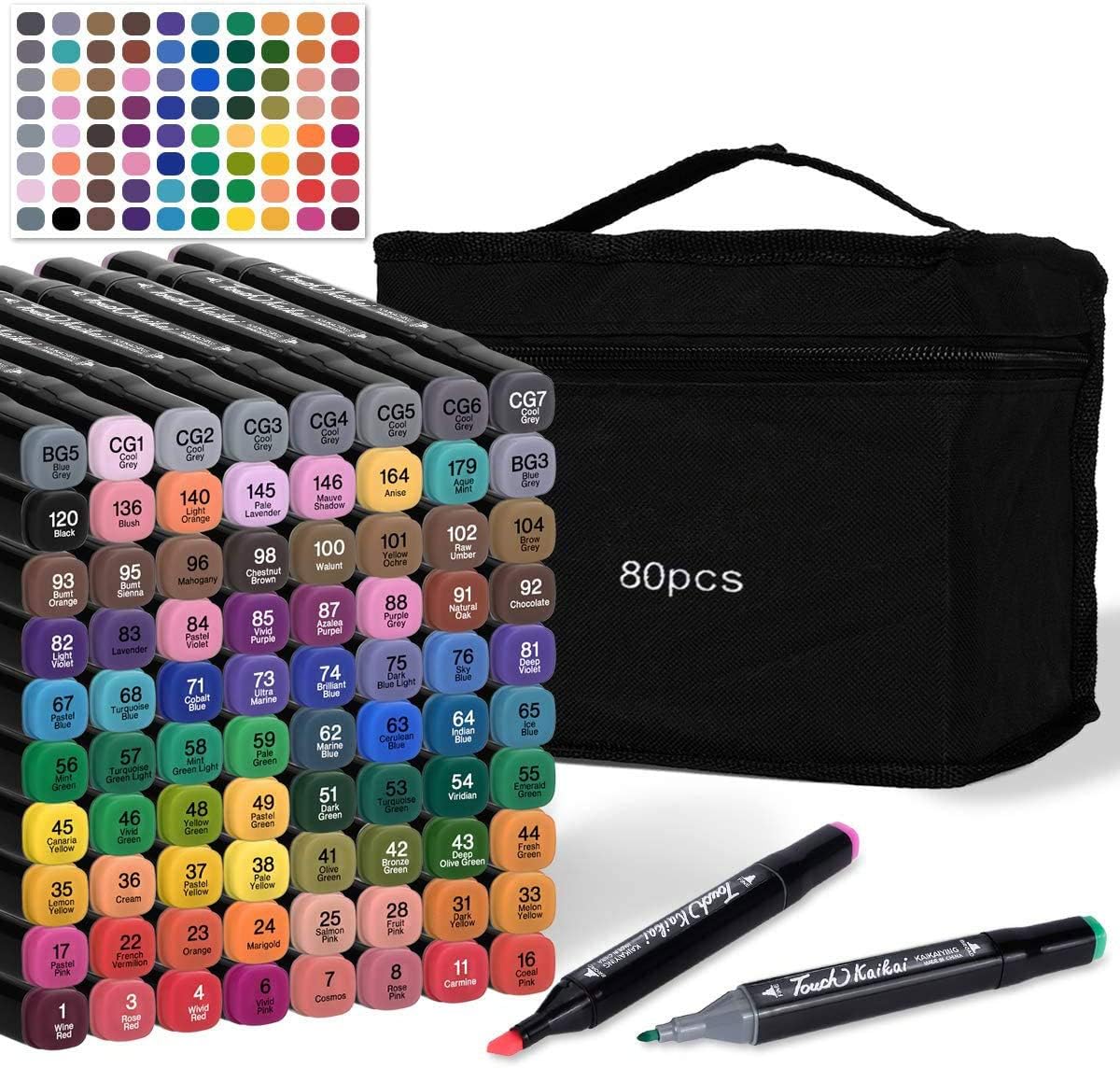 Artist Marker Set 80 Color Dual Tip Permanent Alcohol Based Markers Colored Artist Drawing Marker Pens, Highlighter Pen Sketch Markers for Drawing Sketching Adult Coloring, Alcohol-based Markers : Office Products