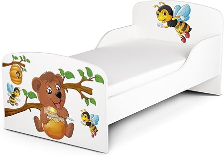 Leomark Moderne Lit D Enfant Toddler Avec Matelas Couleur Blanc Motif Abeilles Miel Teddy Chambre Pour Les Enfants Meubles Pour Enfants Confortable Fonctionnel Lit Simple Zone De Couchage 70 140 Cm Amazon Fr Cuisine