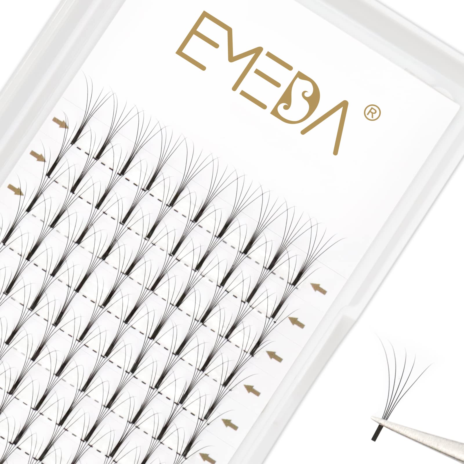 Premade Fans Volume Lash Extensions D Curl 0.10 Mix Tray 9mm 10mm 11mm 12mm 13mm 14mm 15mm 16mm Mixed Trays .10 6D Fanned Russian Cluster Eyelashes by EMEDA （6D .10 D 9-15mm Mix）