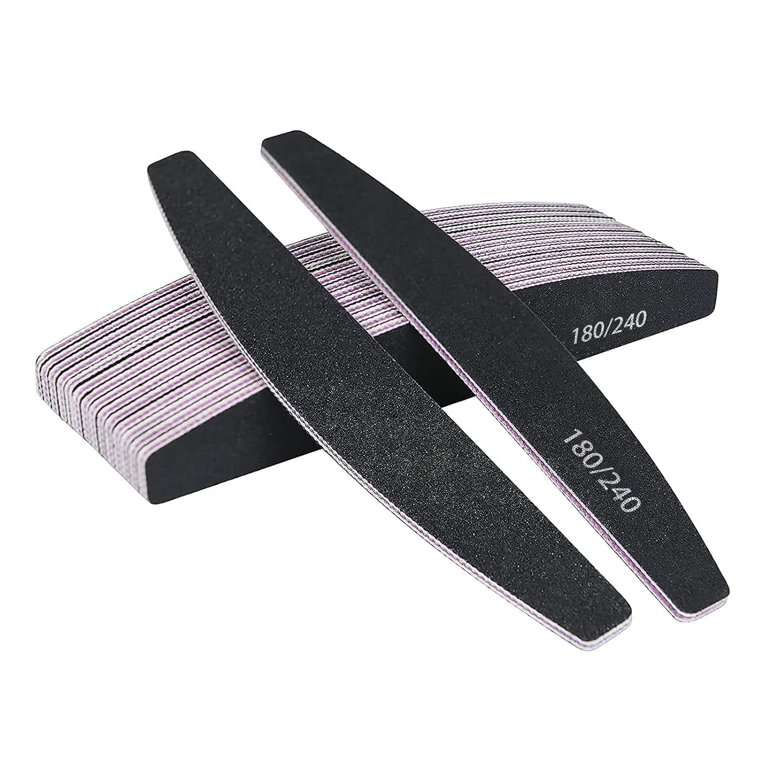 URAQT 16Pcs Professional Nail Files, 180/240 Grit Nail File Double Sided Emery Board, Washable Nail Buffer Files, Emery Board Manicure Tools, Pet Grooming Tools for Home and Salon Use(Black)