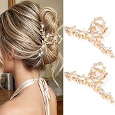 CAKURE Gold Claw Clip Rhinestone Hair Clips Large Fancy Hair Claw Clip Hair Accessories for Women (Pack of 2) (b-gold)