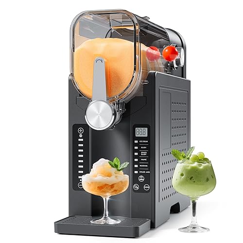 CHIVALZ Slush Machine, Frozen Drink Machine, No Ice Needed, 12H Pre-Scheduling, LED Display, Self-Cleaning, Makes Slushies, Milkshakes, Frappés & Cocktail, AD03, Black, 6 Preset Programs +1 Pack