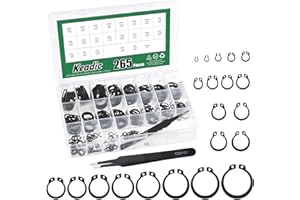 Keadic 266Pcs 21 Sizes C-Clip External Retaining Rings Assortment Kit, [M4 to M28] Circlip Snap Rings Alloy Steel C Clips for