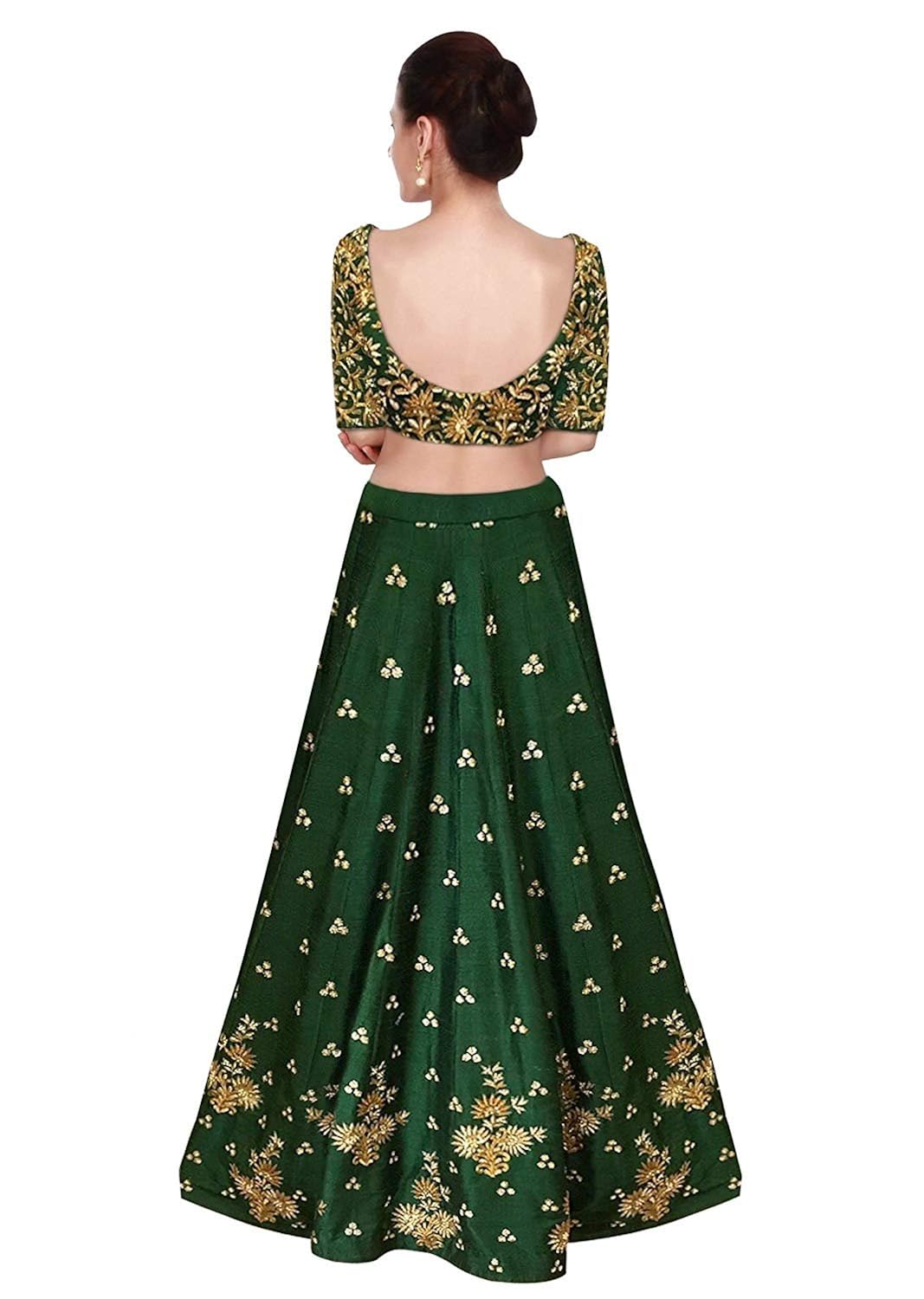 mrs women women's benglori silk lehenga choli (bird_green_semi-stitched_lehenga choli)