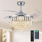 Trssdre 52" Dimmable Fandelier Crystal LED Ceiling