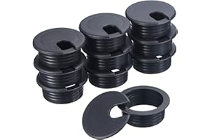 SATINIOR 10 Packs Desk Wire Cord Cable Grommets Cover Plastic PC Desk Cord Organizer Plastic Grommet Hole Cover for Arranging Managing and Hiding Office PC Desktop Cable(1.5 Inch, Black)