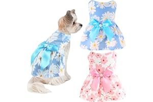 IAXSEE 2 PCS Dog Dresses Small Dogs Clothes Girls Outfit for Pets Puppy Dresses Floral Summer Cute Female Cat Dress(X-Large)