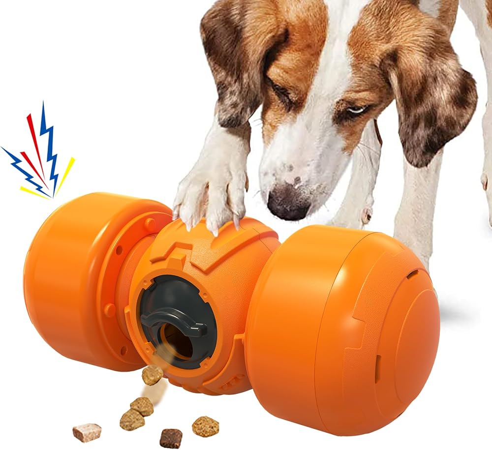 LACCEN Interactive Dog Toy Rolling Treat Dispenser Slow Feeder Orange