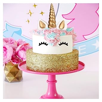 Magical Unicorn Horn Cake Topper Happy Birthday Cake Topper Unicorn Party Supplies Gold Glitter Birthday Cake Topper Of Cake Parties Mookiraer A012 Home Kitchen Event Party Supplies