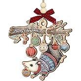 Opossum Christmas Ornament 2025 – Funny Opossum Gifts for Women, Men, Family, Friends – Wooden Ornaments for Tree Decorations, Animal Lovers Gift Ideas, Possum Rearview Car Mirror Hanging Accessories
