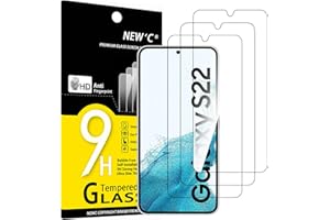 NEW'C [3 Pack] Designed for Samsung Galaxy S22 Screen Protector Tempered Glass, Case Friendly Ultra Resistant