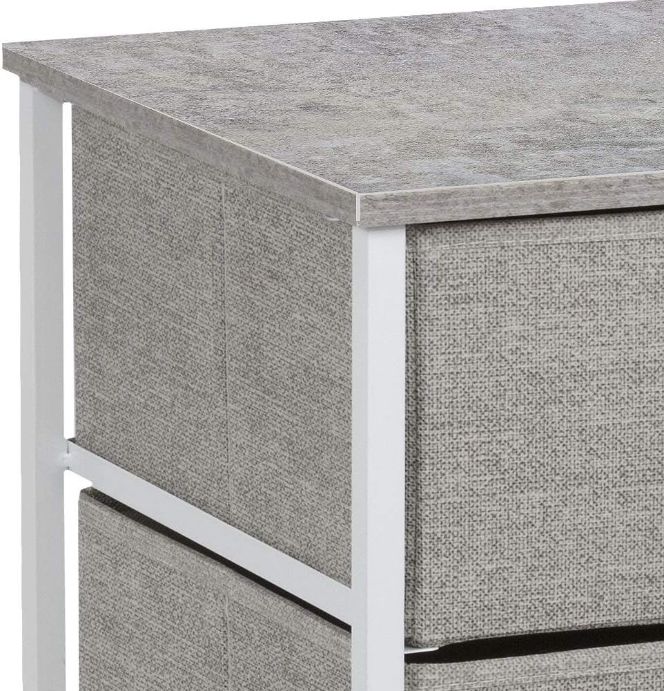 Sorbus Nightstand with 3 Drawers - Bedside Furniture & Accent End Table Chest for Home, Bedroom Accessories, Office, College Dorm, Steel Frame, Wood Top, Easy Pull Fabric Bins (Gray): Kitchen & Dining
