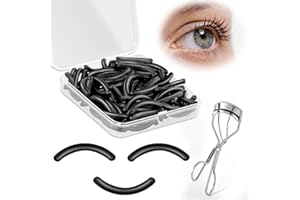 AOSNARE 100 Pcs Eyelash Curler Refill Pads, Silicone Rubber Eye Lash Curler Replacement Refills Thick for Universal Eyelash Curlers,Black