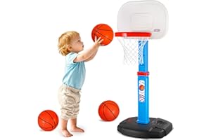 AOKESI Toddler Basketball Hoop Indoor for Age 1-3, Adjustable Kids Basketball Hoop, Mini Basketball Goal Set Outdoor Sport Po
