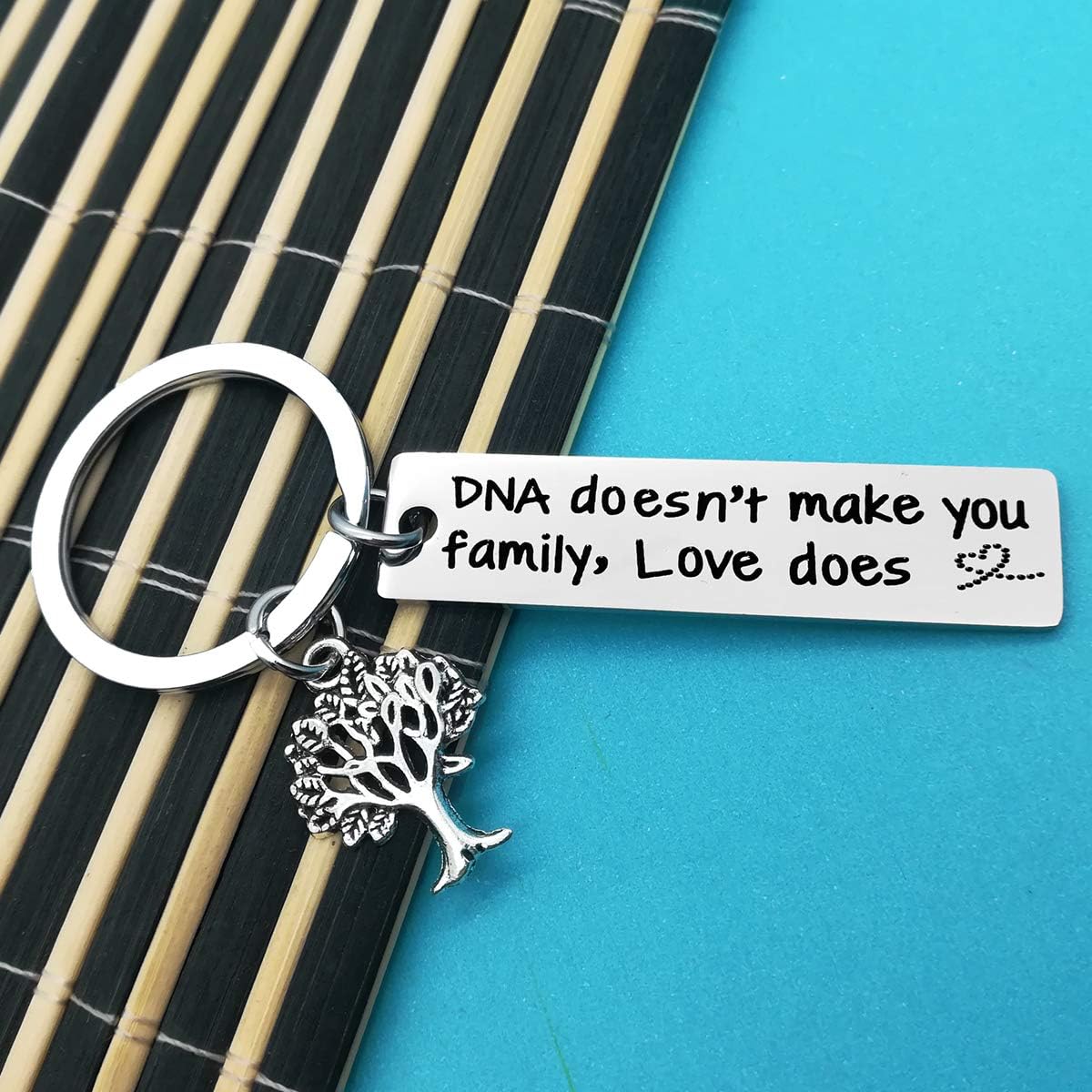 Step Mum Keyring Step Dad Gifts DNA Doesn't Make You Family Love Does Keyring Step Parents Gifts Mothers Day Fathers Day Gift Christmas Birthday Gifts Adoption Gifts for Parents - Image 4