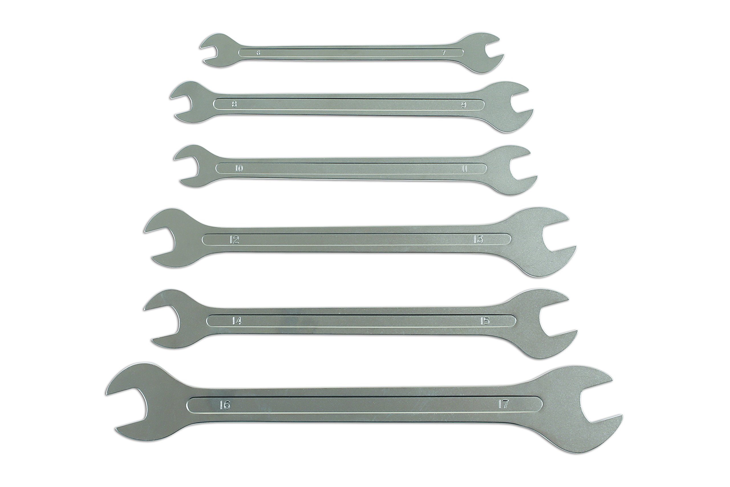 Laser 6788 Ultra Thin Open Ended Spanner Set 6pc, Silver