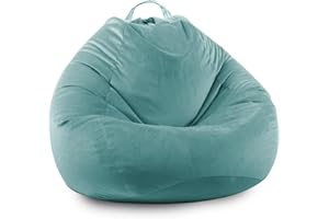 LPMOERA Stuffed Animal Storage Bean Bag Chair Cover (No Filler) Zipper Soft Fuzzy Fluffy Stuffable Bean Bag Cover for Organizing Children Plush Toys or Memory Mint Green Large