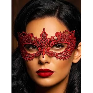 HEREAD Lace Masquerade Mask Black Halloween Costume Eye Mask for Women