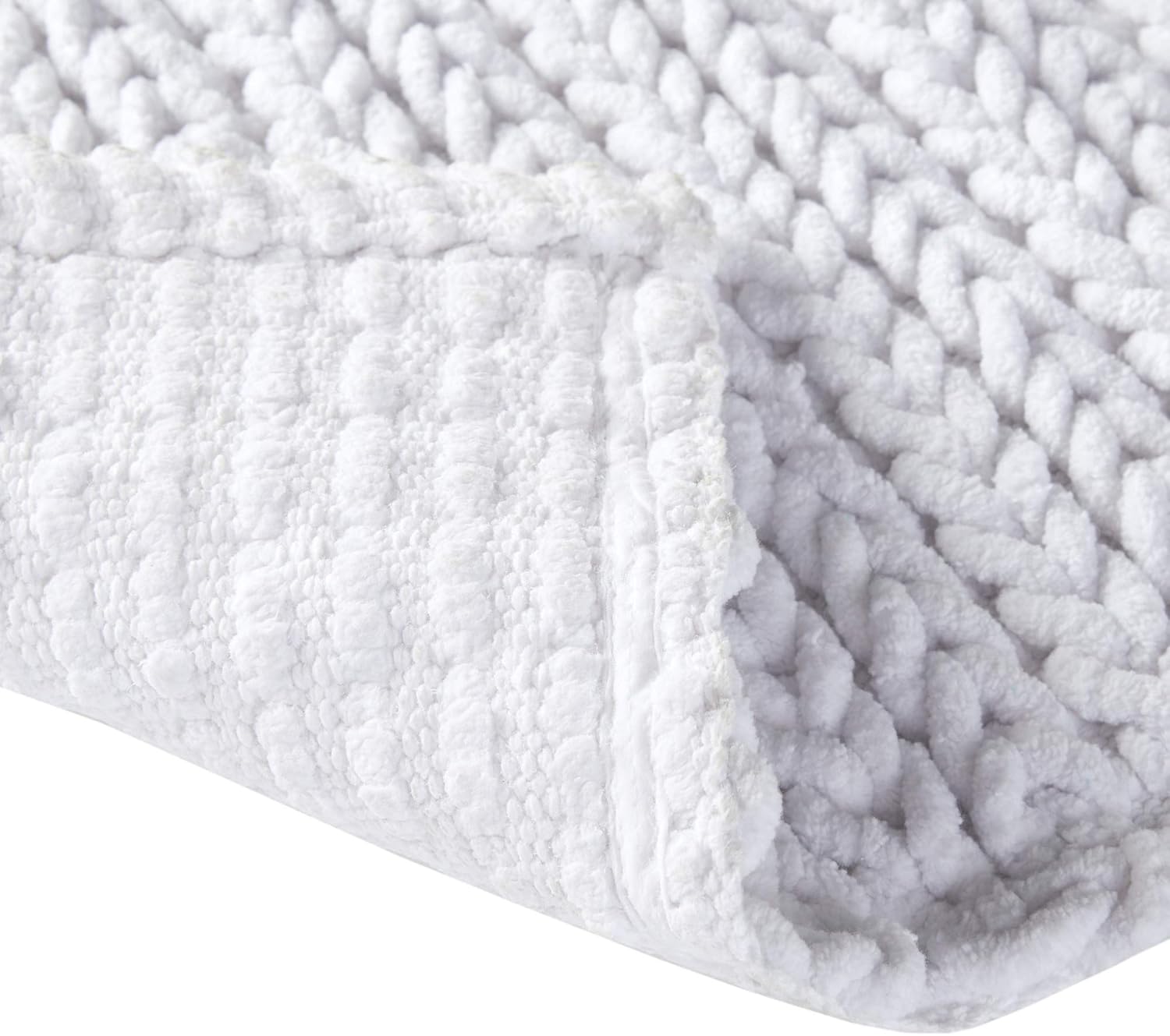 Madison Park Lasso 100% Cotton Chenille Chain Woven Stitch Bathroom Rug-Non Slip-Absorbent, Quick Dry Bath Mat, 24x40, White: Home & Kitchen