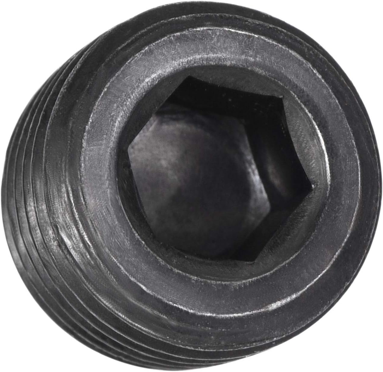 sourcing map Carbon Steel Internal Hex Thread Socket Pipe Plug, 1/4PT Male Thread Black Pipe Cap - Image 5
